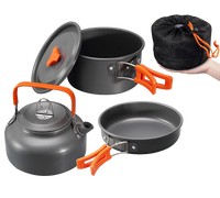 Compact 2-3 Person Cook Set with Teapot – Lightweight Aluminum Camping Pan Set