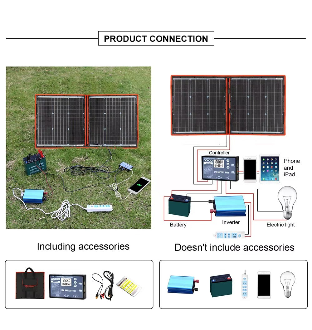Dokio Draagbare Zonnepaneel 100W | Opvouwbaar zonnepaneel