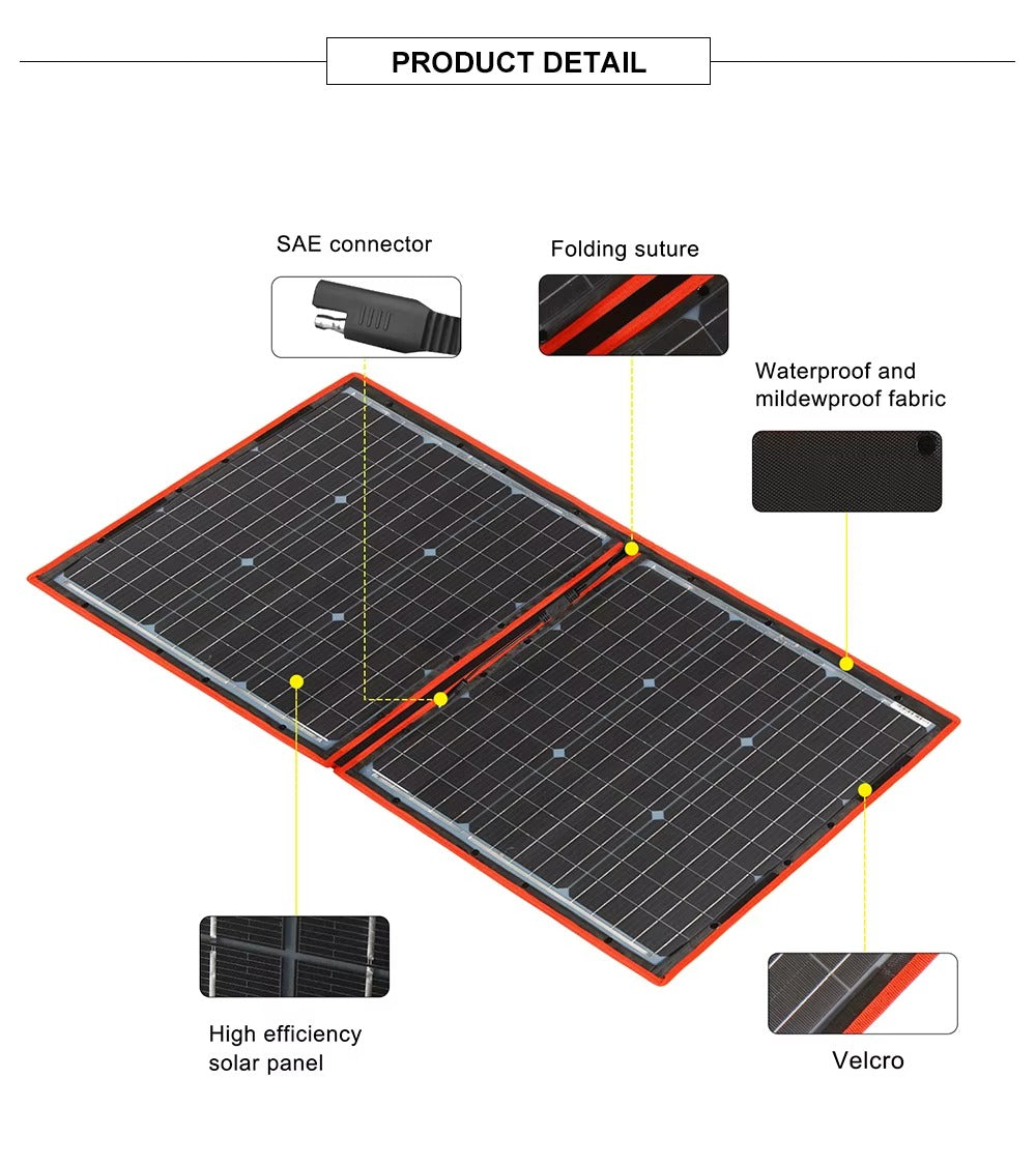 Dokio Draagbare Zonnepaneel 100W | Opvouwbaar zonnepaneel