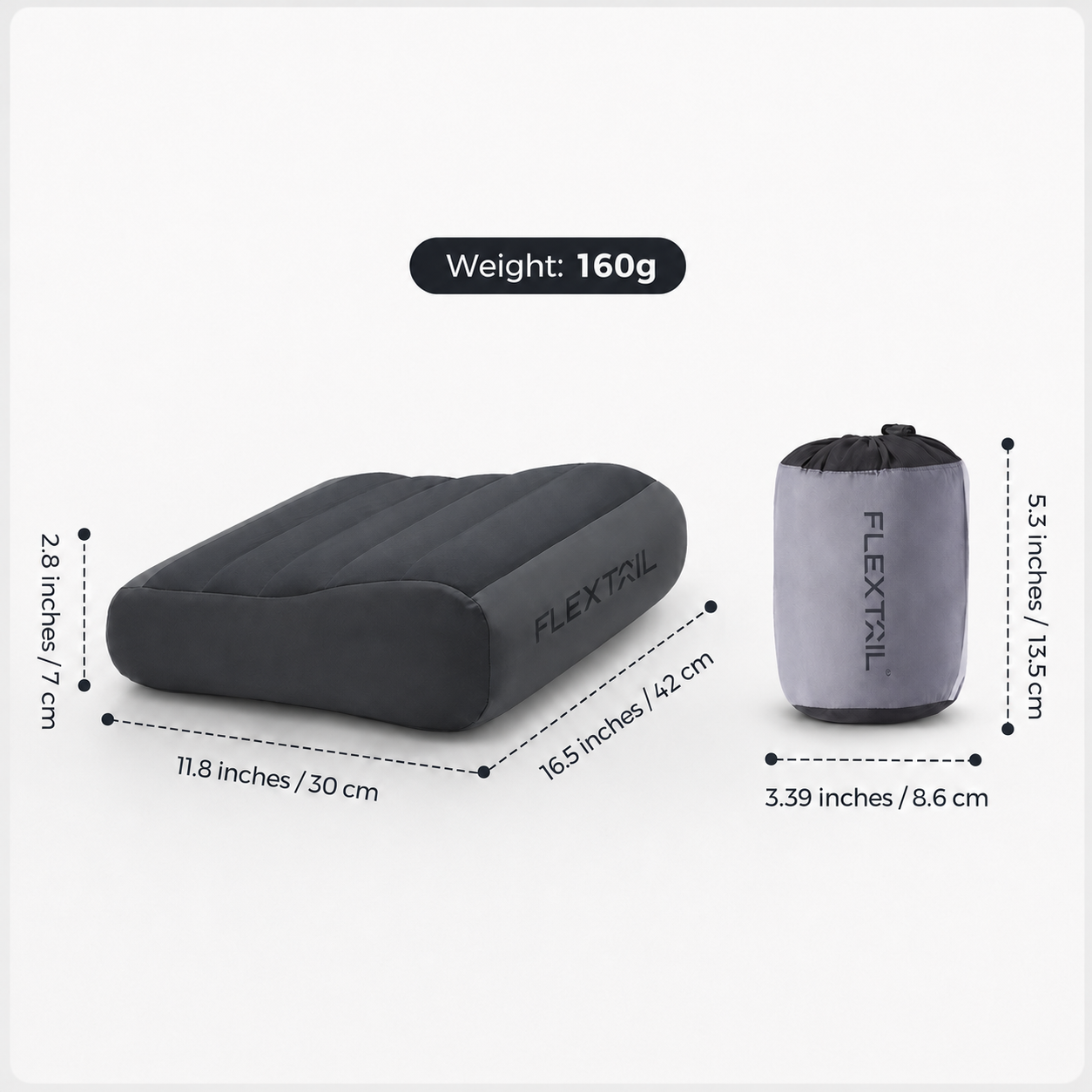 Flextail Zero Pillow - Opblaasbaar Hoofdkussen voor Kamperen & Reizen