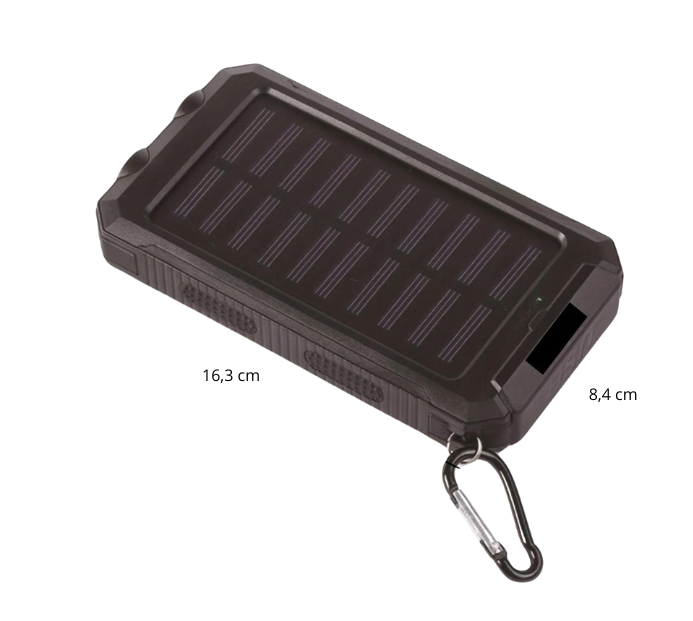 powerbank op zonne energier 20.000 mah met zaklamp en fast charge afmetingen