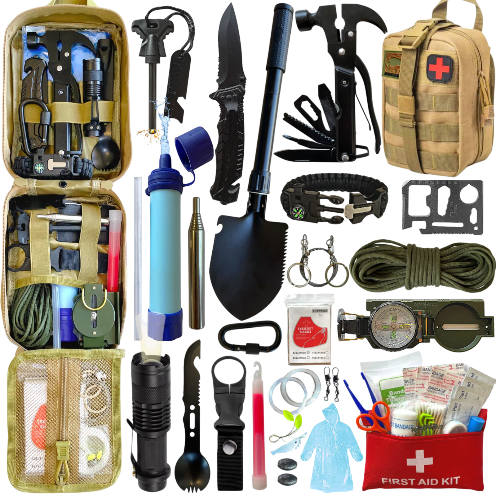 ultiem noodpakket met waterfilter voor rampen, oorlogen, noodsituaties