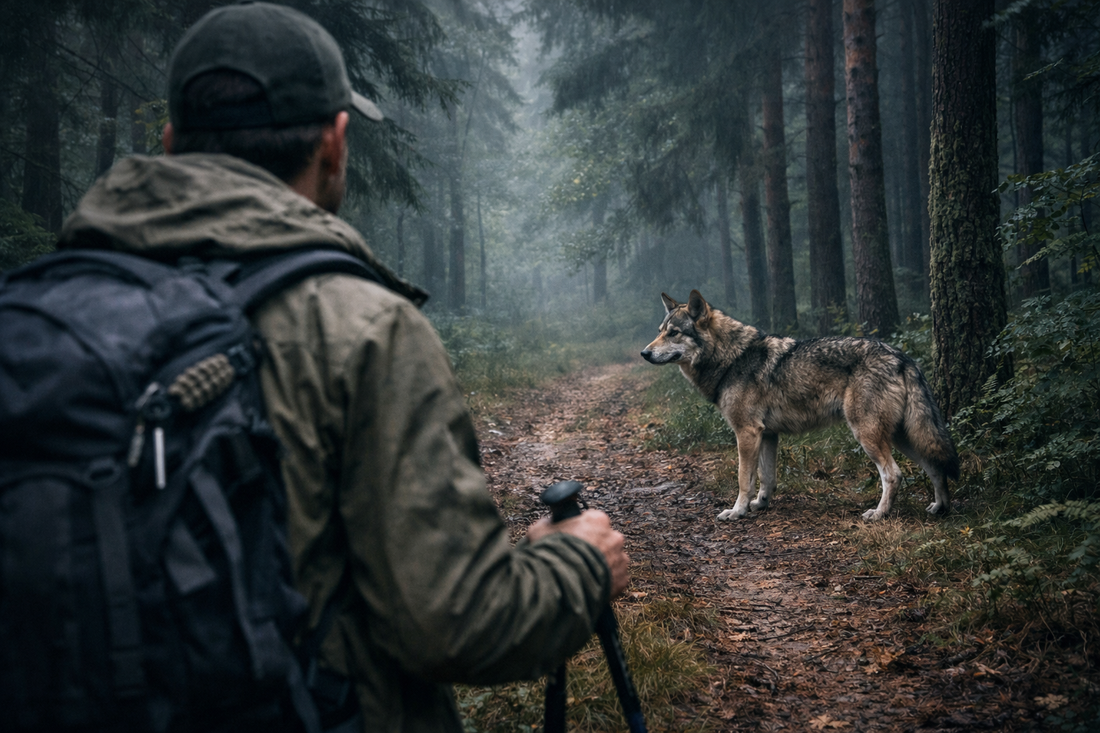 Wolf in een natuurgebied tijdens een wandeling