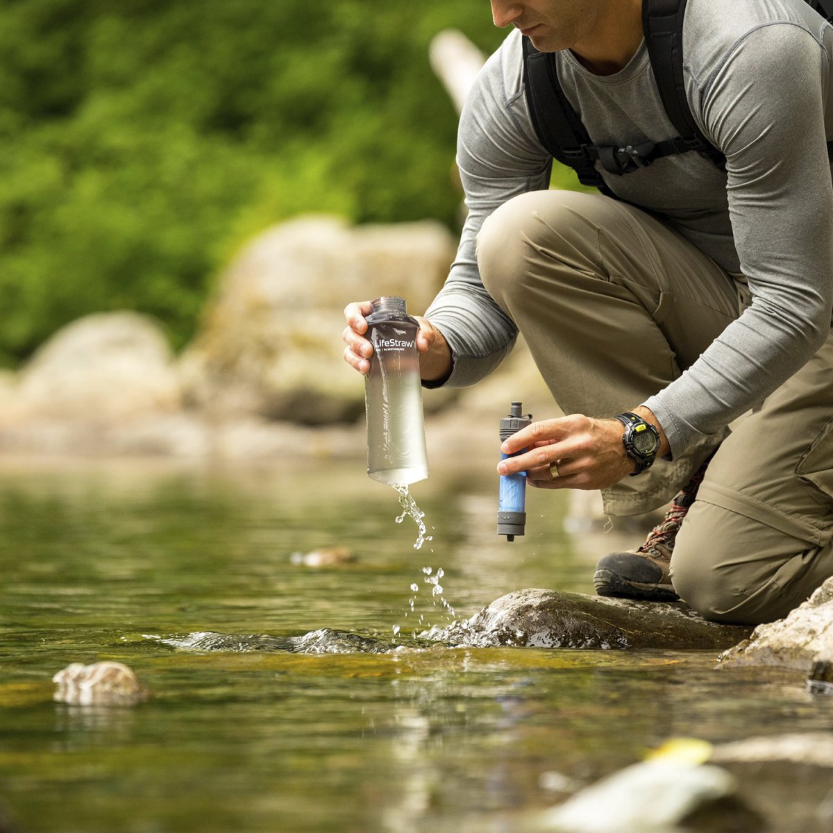 Waterfilterfles voor wandelen, reizen en noodvoorraad