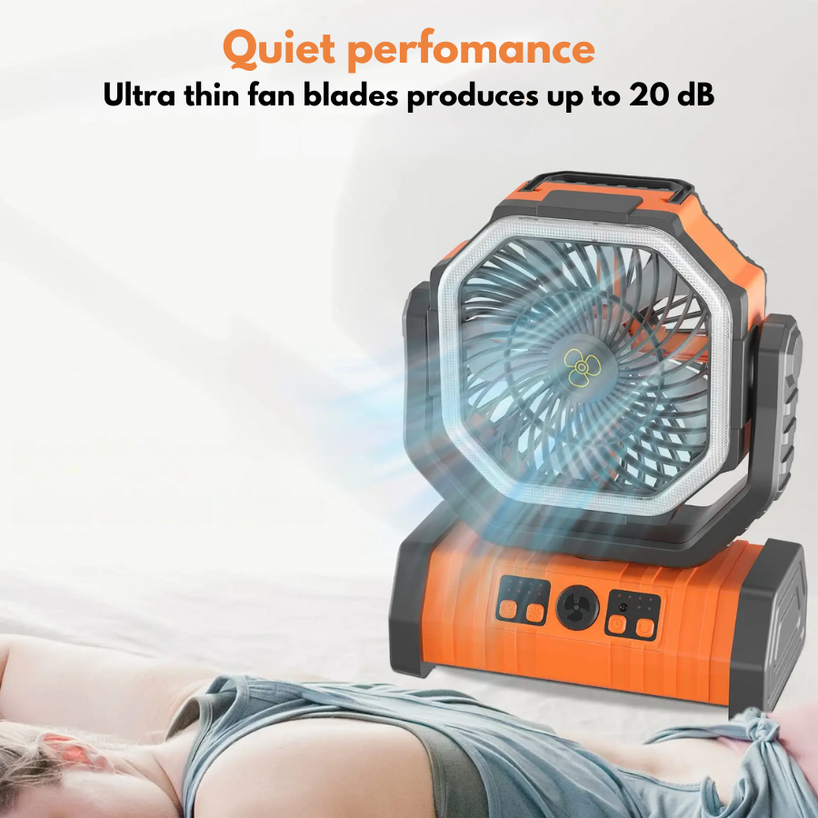 Quiet camping fan in the tent