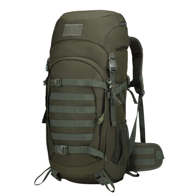 Legergroene outdoor rugzak van 50 liter met MOLLE-banden