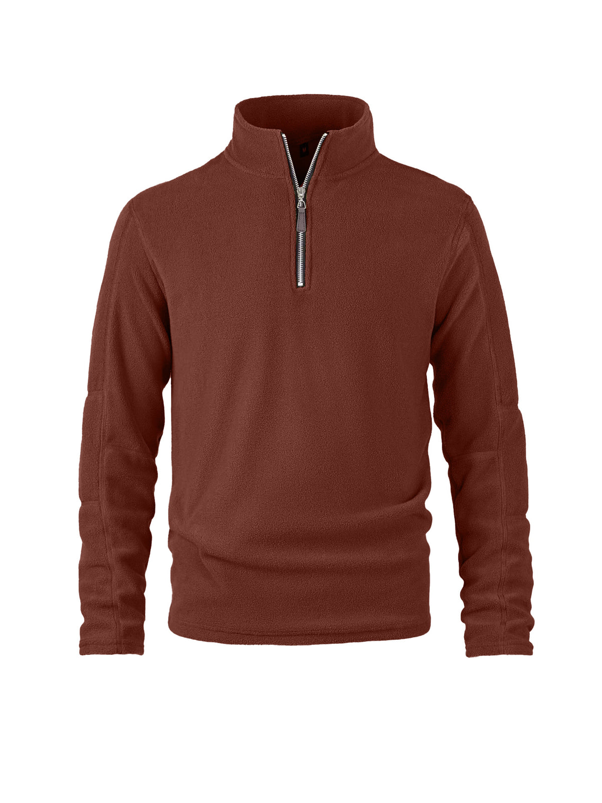 Roodbruine fleece trui met halve rits