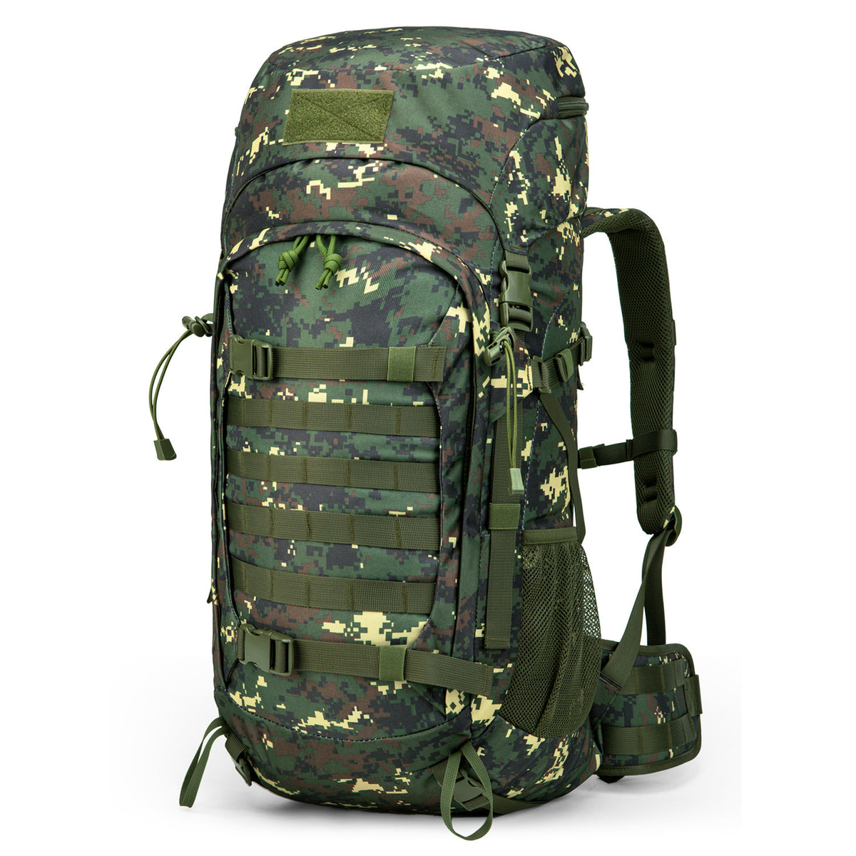 Outdoor rugzak van 50 liter in camouflageprint buiten