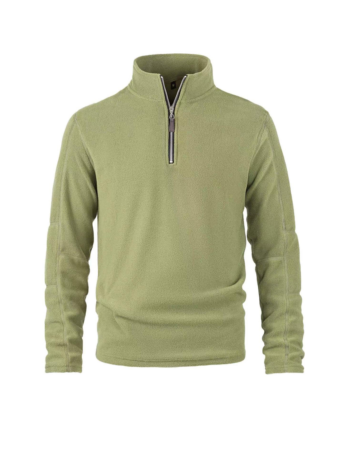 Olijfgroene fleece trui met halve rits