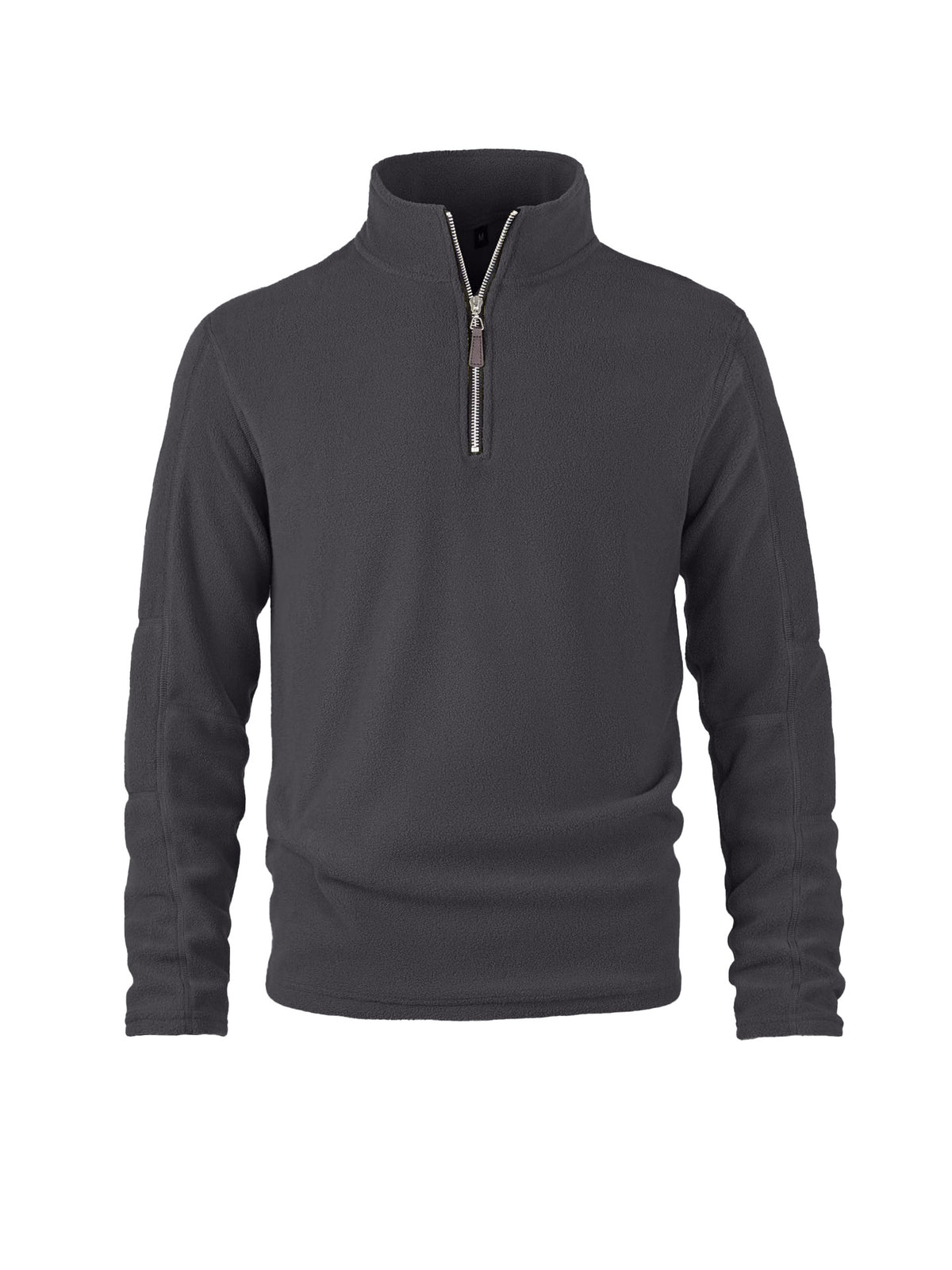 Grijze fleece pullover met halve rits, vooraanzicht