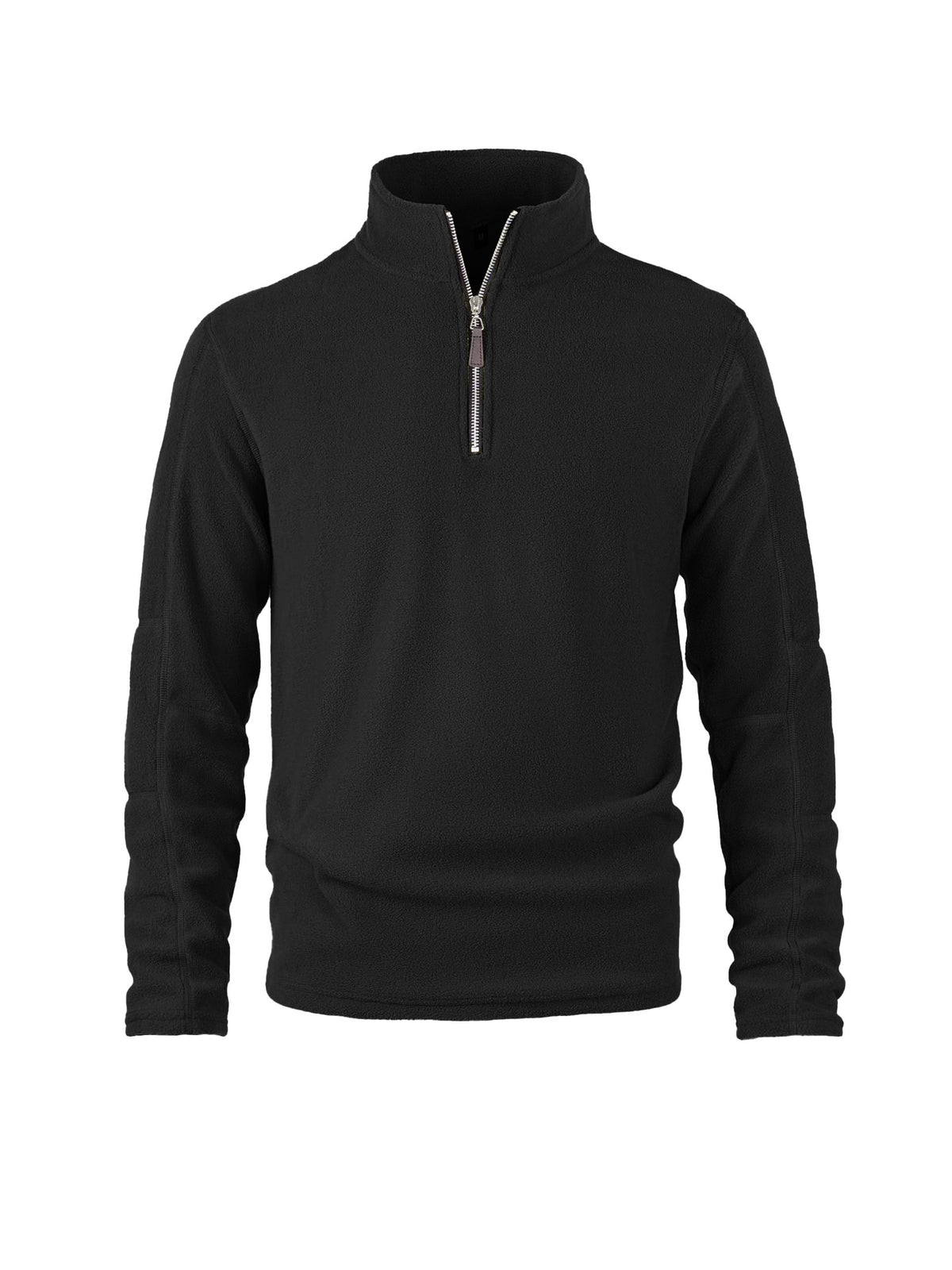 Zwarte fleece trui met halve rits, vooraanzicht