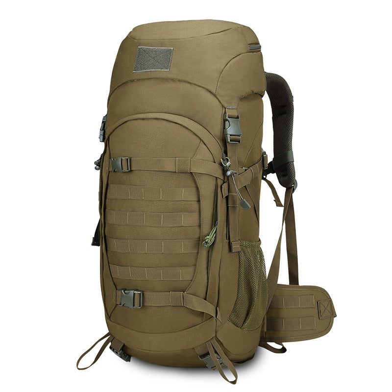 Khaki outdoor rugzak van 50 liter met MOLLE-banden