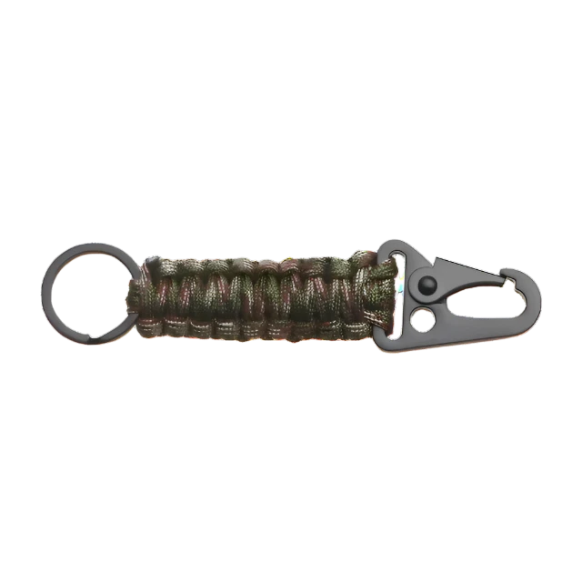 Camouflage paracord keychain with carabiner