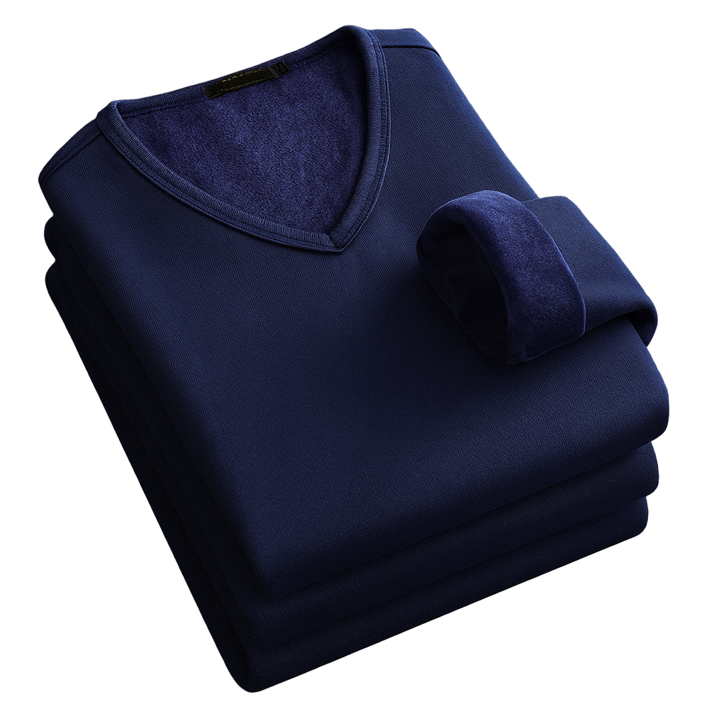 Thermoshirt Heren Winter | Wit | Warm Fleece Onderkleding met Lange Mouwen & V-Hals | Outdoor & Sport - Alfa Survival