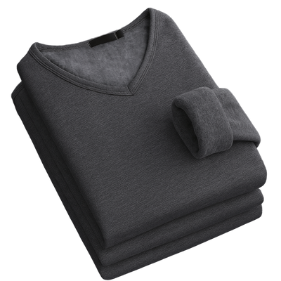 Thermoshirt Heren Winter | Wit | Warm Fleece Onderkleding met Lange Mouwen & V-Hals | Outdoor & Sport - Alfa Survival