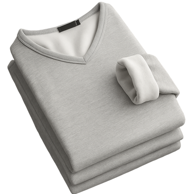 Thermoshirt Heren Winter | Wit | Warm Fleece Onderkleding met Lange Mouwen & V-Hals | Outdoor & Sport - Alfa Survival