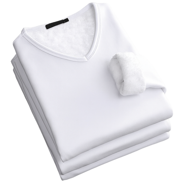 Thermoshirt Heren Winter | Wit | Warm Fleece Onderkleding met Lange Mouwen & V-Hals | Outdoor & Sport - Alfa Survival