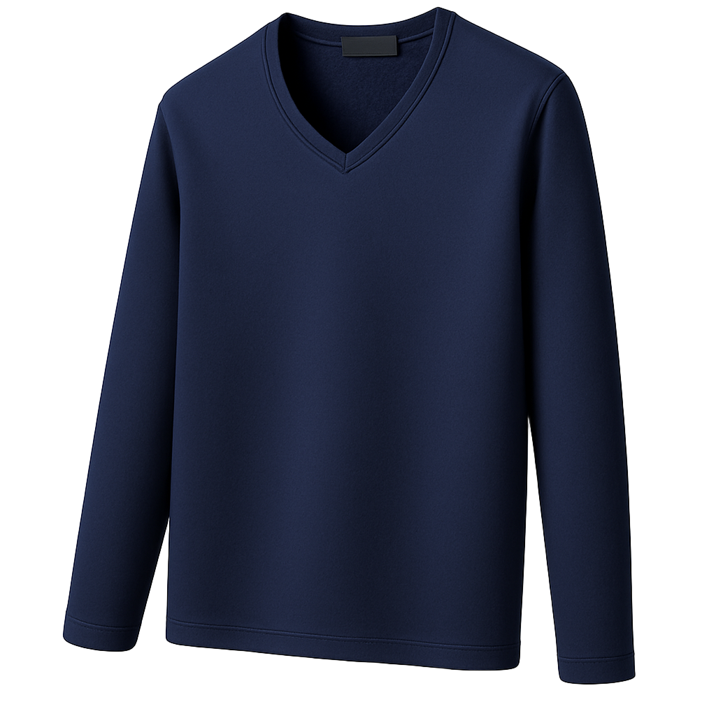 Herren-Thermoshirt mit V-Ausschnitt in Dunkelblau