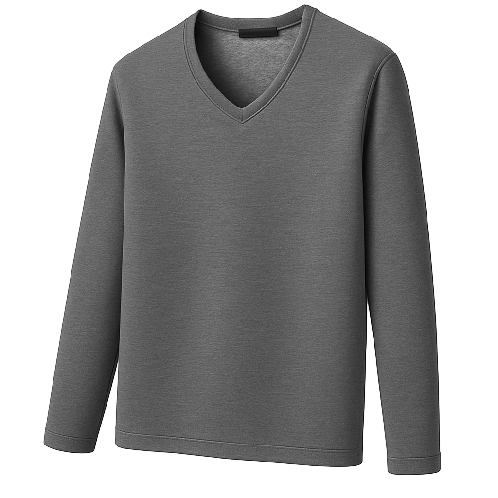 Herren-Thermoshirt mit V-Ausschnitt in Dunkelgrau