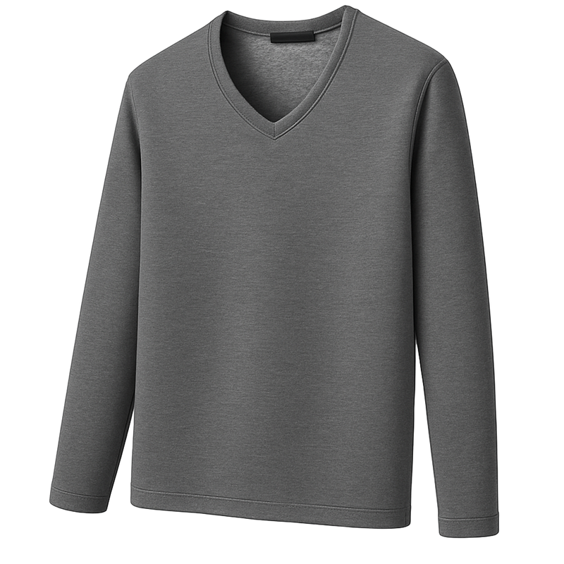 Thermoshirt Heren Winter Donkergrijs – Fleece met V-Hals