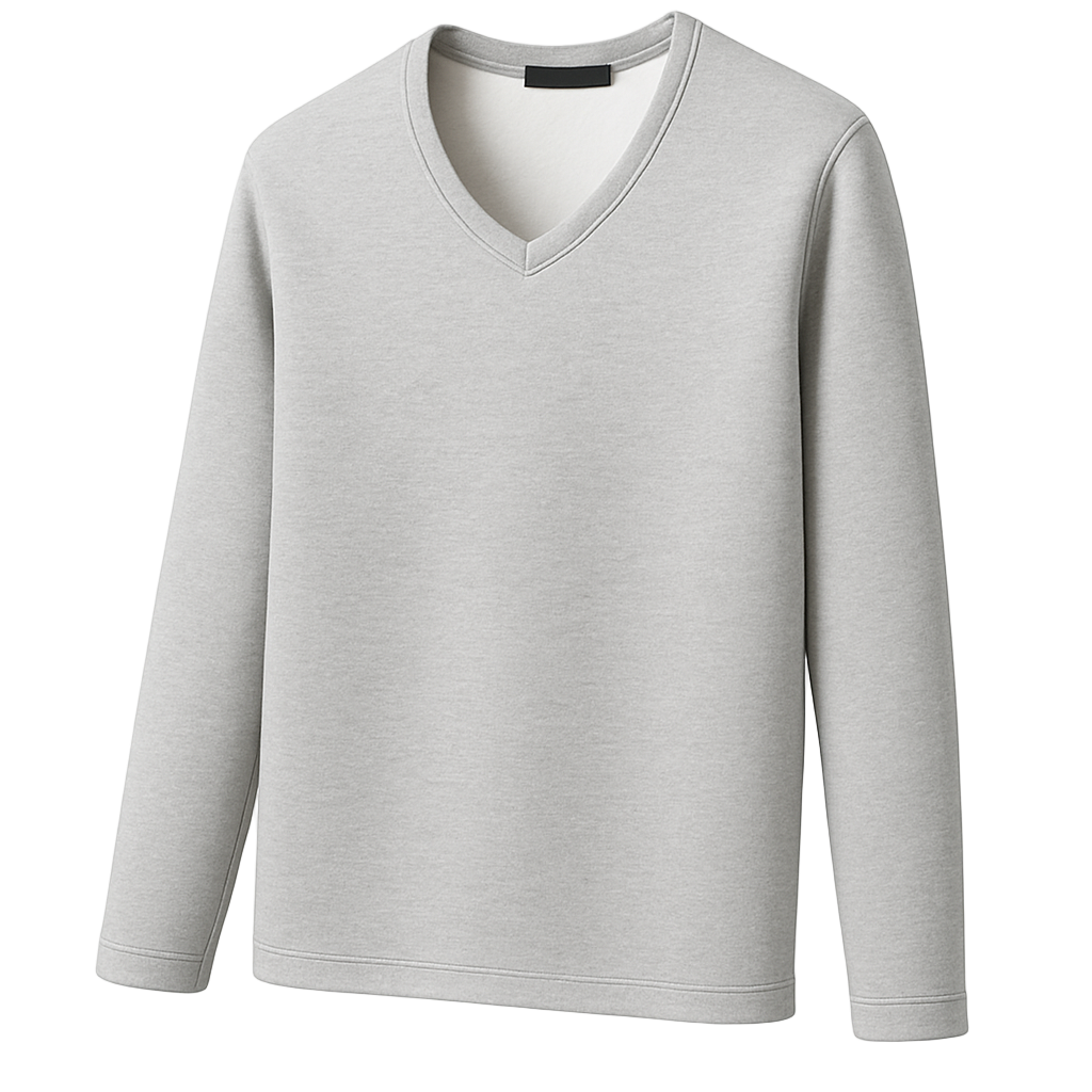 Herren-Thermoshirt mit V-Ausschnitt in Hellgrau