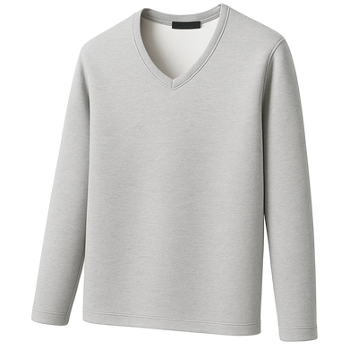 Thermoshirt Heren Winter | Wit | Warm Fleece Onderkleding met Lange Mouwen & V-Hals | Outdoor & Sport - Alfa Survival