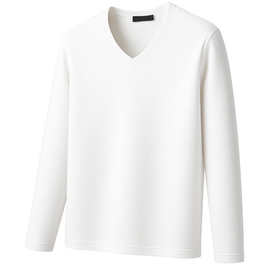 Thermoshirt Heren Winter | Wit | Warm Fleece Onderkleding met Lange Mouwen & V-Hals | Outdoor & Sport - Alfa Survival