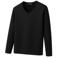 Men's Winter Thermal Shirt Black – Fleece with V-Neck 