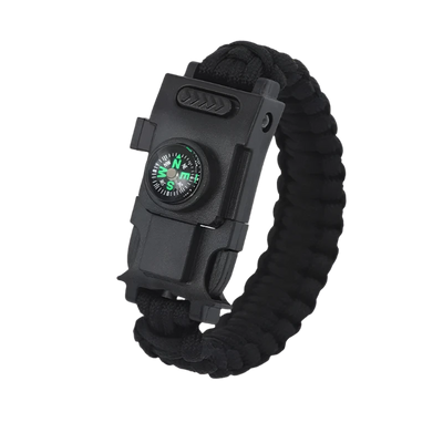 Kompas Paracord armband voor survival zwart