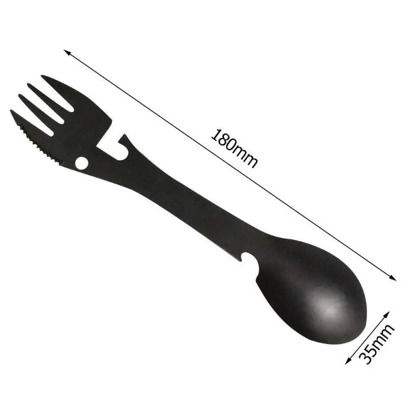 Schwarzer 5-in-1-Spork mit Maßen