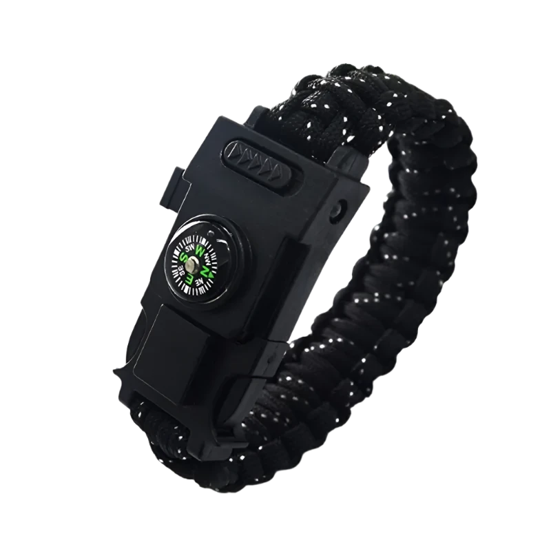 Zwart-witte paracord armband met kompas