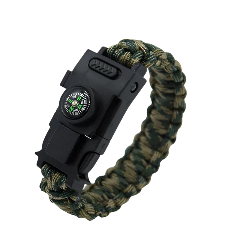 Camouflage paracord armband met kompas en LED-lampje