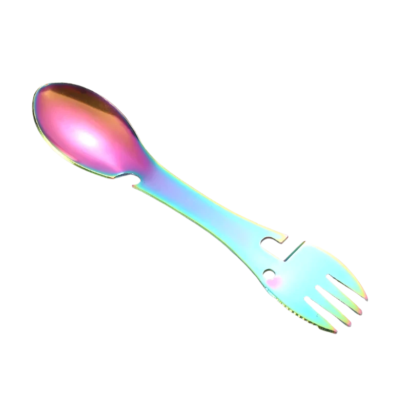5-in-1-Spork in Regenbogen-Titanoptik