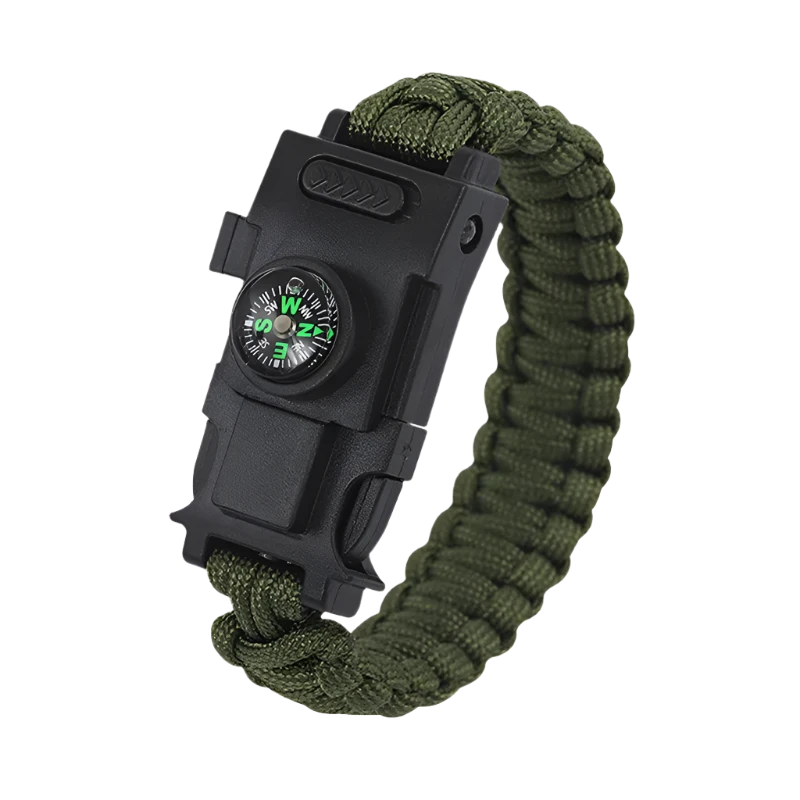 Groene paracord armband met kompas en LED-lampje