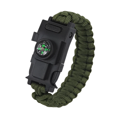 Kompas Paracord armband voor survival groen