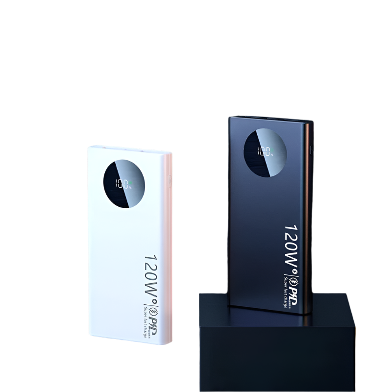 Powerbank 30.000 mAh in Weiß und Schwarz mit Display