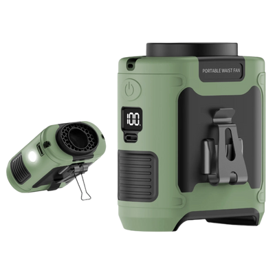 Powerbank met ventilator en zaklamp groen