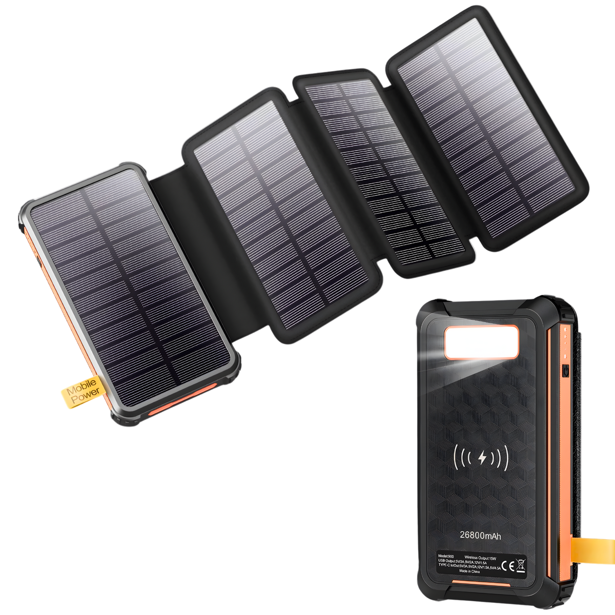 Solar Powerbank 32.000 mAh 22,5W mit kabellosem Laden