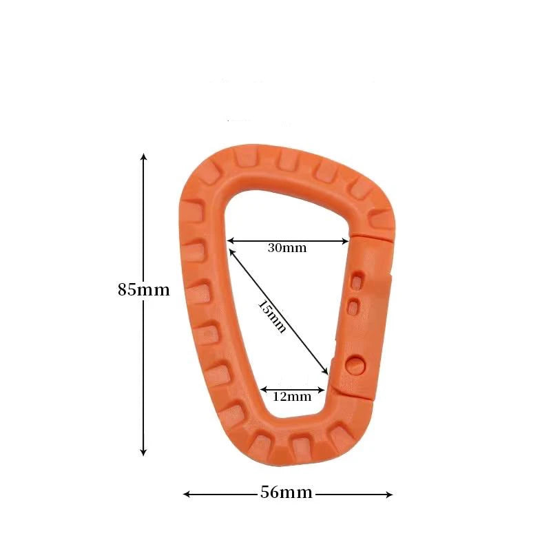 D-Ring-Clip in Orange mit Maßen