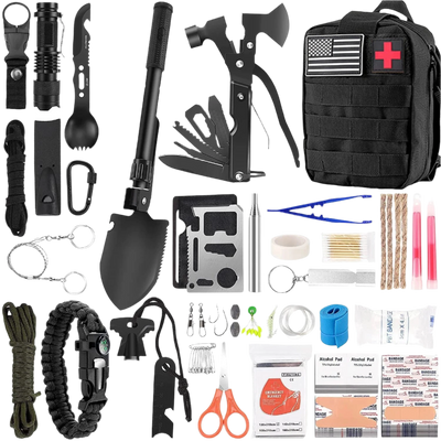 Noodpakket en survival kit voor noodgevallen of oorlog kopen met zwarte tas