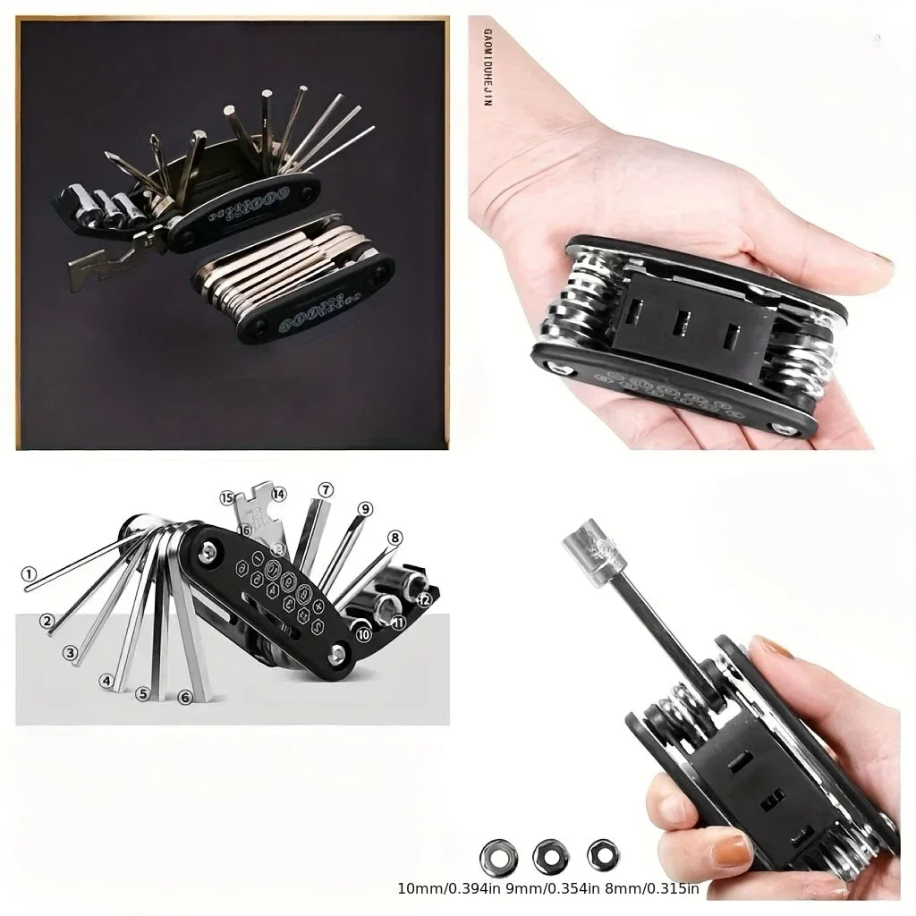 Inklapbare multitool met uitgeklapte onderdelen
