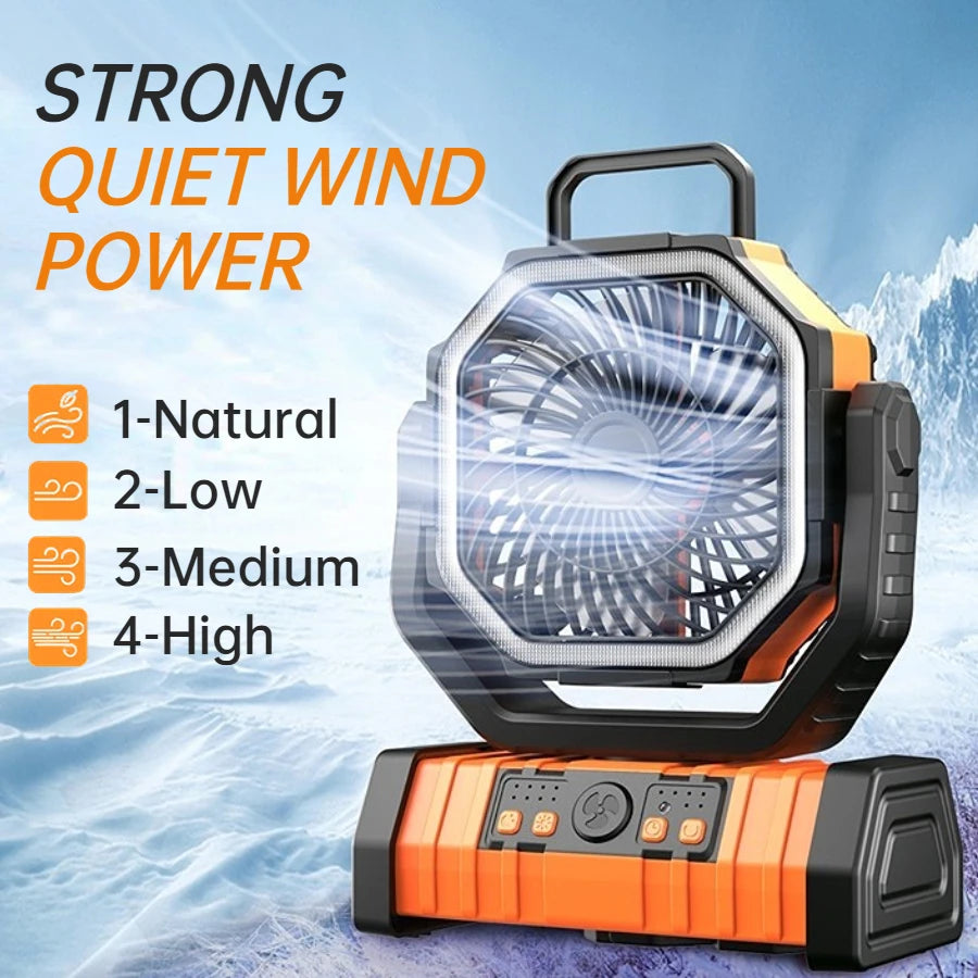 Four wind settings of the camping fan