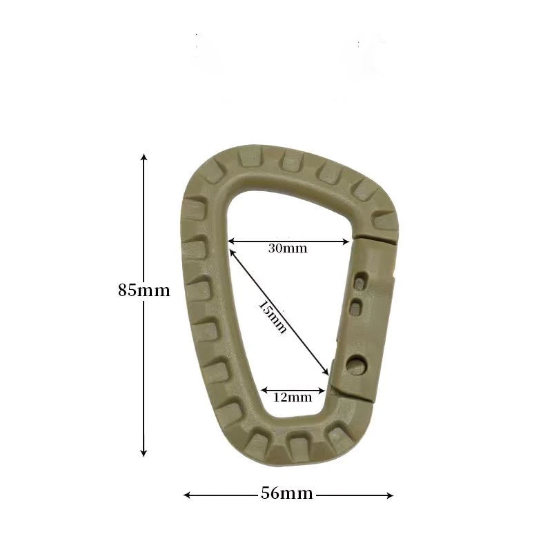 D-Ring-Clip in Khaki mit Maßen