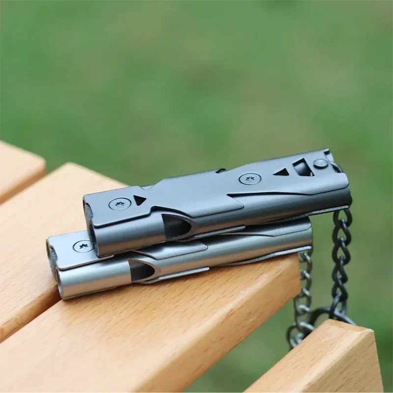 Stainless steel emergency whistle with ball chain outdoors