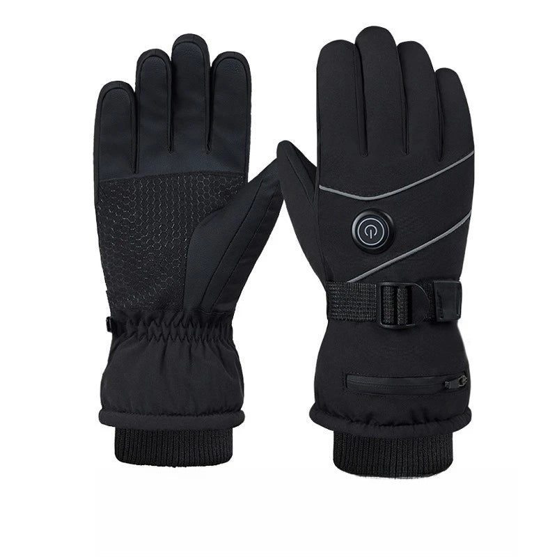 Verwarmde handschoenen met aan-uitknop op de rug
