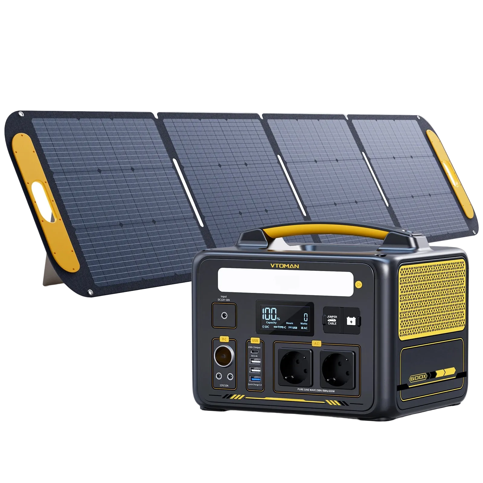 vtoman powerstation 1200w met zonnepaneel