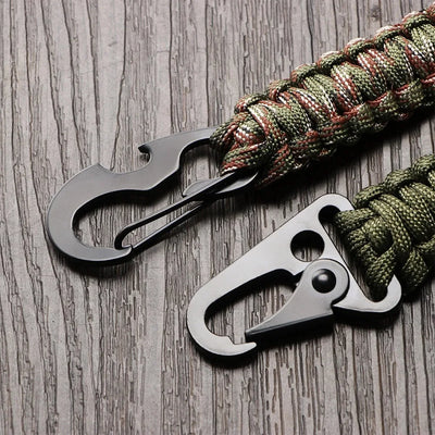 Multifunctionele Karabijn van zinklegering met militair paracord, 13 cm lang, perfect voor outdooractiviteiten zoals bergbeklimmen, kamperen, en noodgevallen.