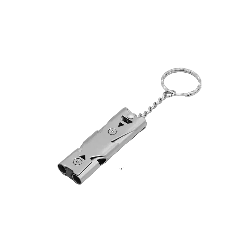 Silver emergency whistle with key ring