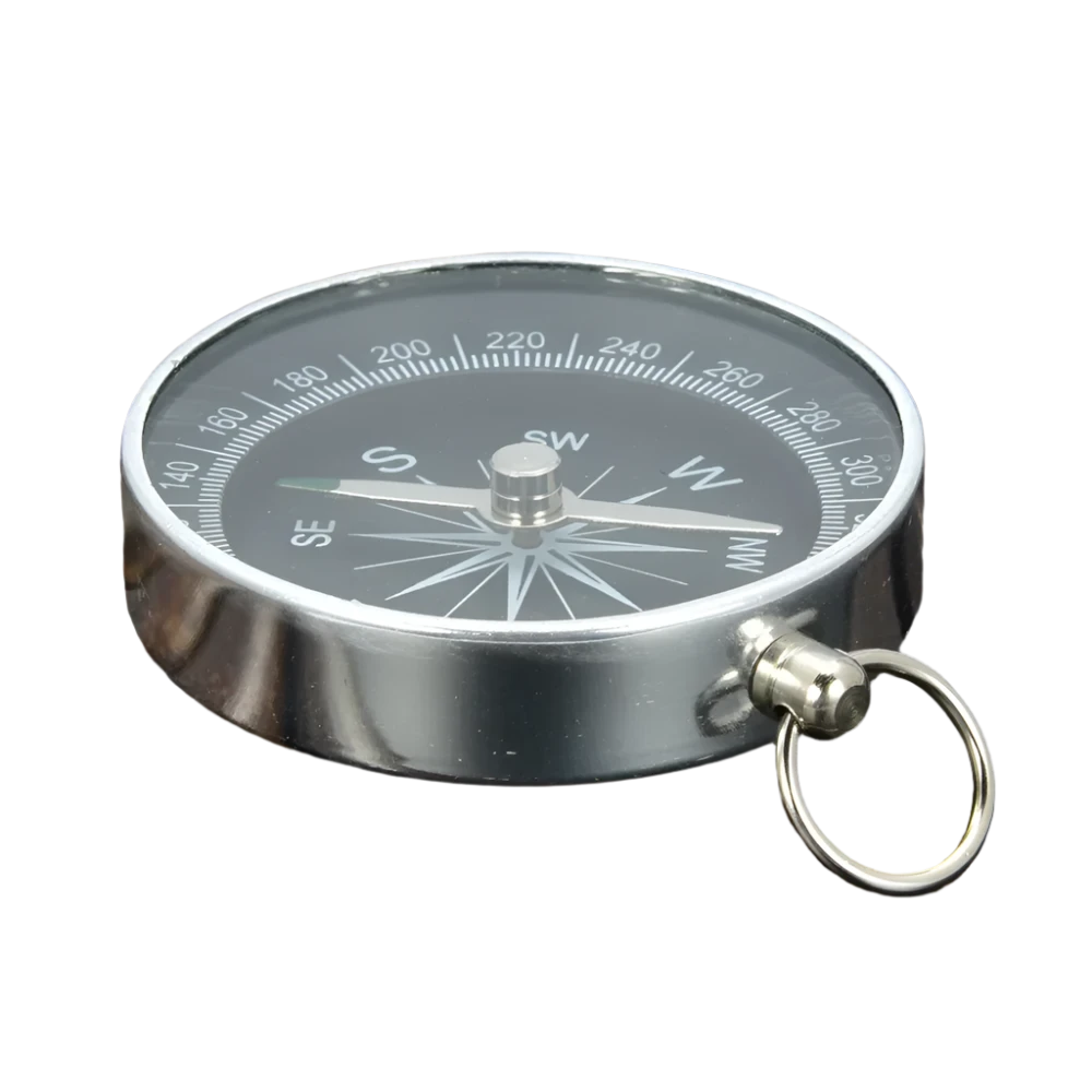 Emergency compass with compass rose and metal housing