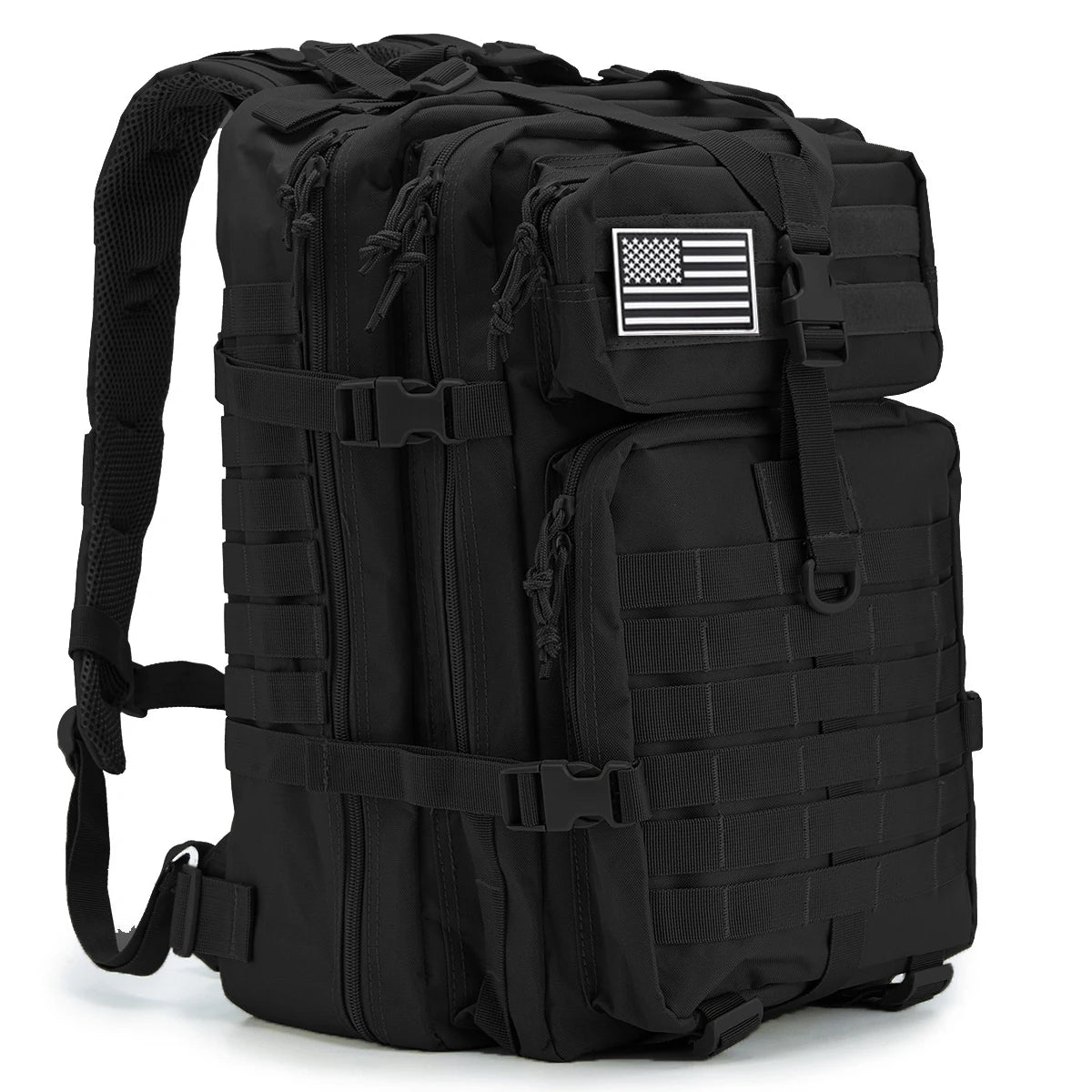 Buck Out Bag 50L rugzak in zwart met vlagpatch